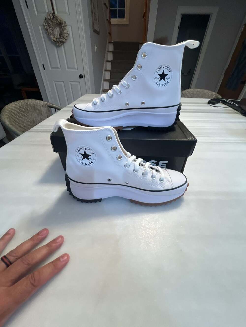 Converse Run Star Hike Platform High Top White Black Gum Sneakers